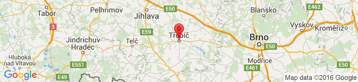Mapa Třebíč, Třebíč District, Vysocina Region, Czech Republic. Podrobnější mapa je k dispozici pouze pro registrované uživatele. Prosím, zaregistrujte se nebo se přihlašte.
